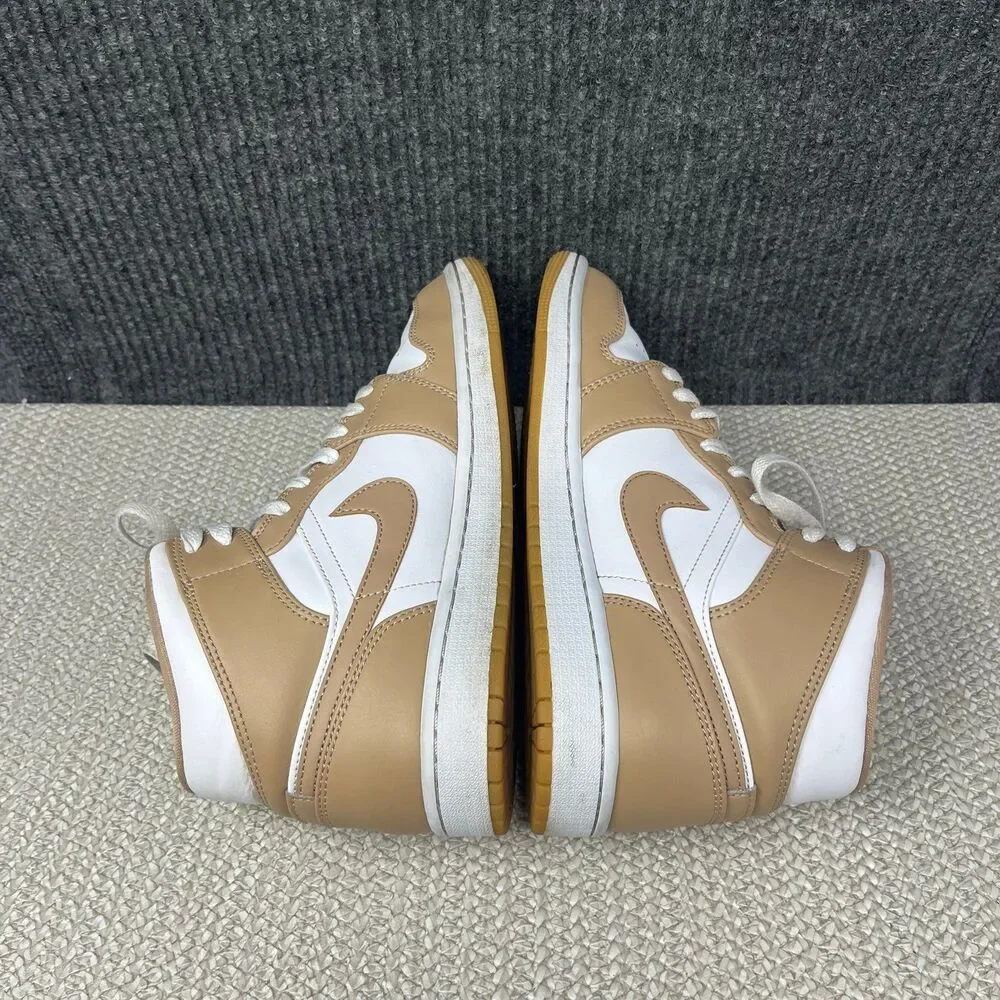 Nike Air Jordan 1 Mid Tan Gum White Athletic Shoes Mens 8.5 554724-271